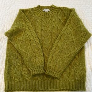 Vintage lime green cable knit sweater